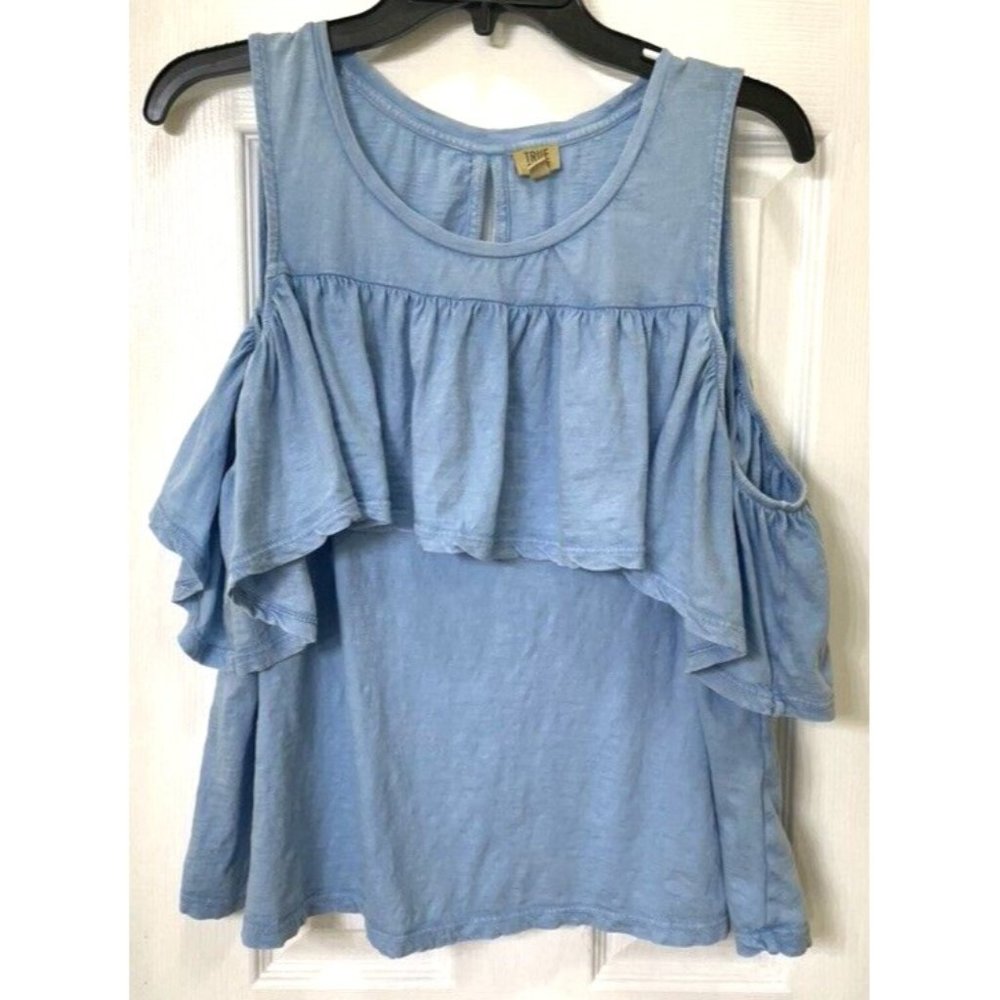 True Craft shirt womens size 1X cold shoulder boho ruffle Summer beach nice